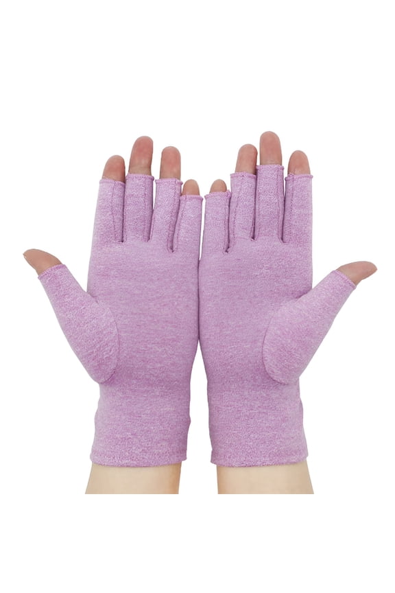 1 Pair Arthritis Gloves Fingerless Gloves Cotton Compression Gloves Rheumatic Osteoarthritis Pressure Gloves Half Finger Gloves for Men and Women, purple, Medium