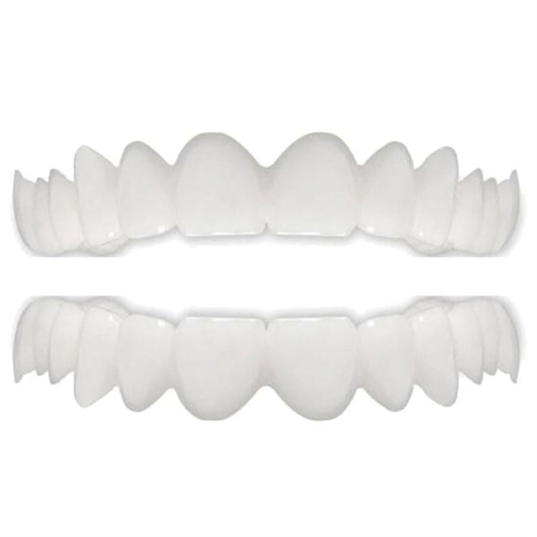 XIRQI Snap on False Teeth,Upper Lower Dental Veneers Dentures Fake Tooth Cover,Silicone and