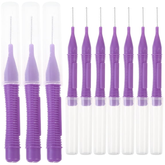 XIRQI 1 Set of 10pcs Interdental Brushes Between Teeth Dental Floss Pick Dental Care Brushes (Purple)