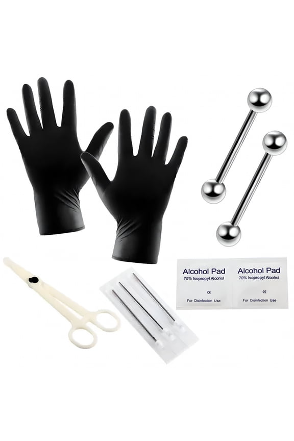 10-20Pcs/Set Body Piercing Kit Tools Needle Belly Tongue Eyebrow Nose Lip Ring