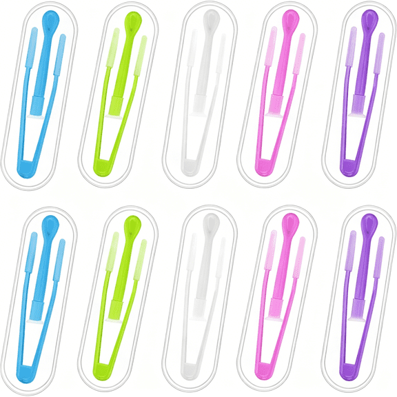 XIRQI 10 Pack Colorful Contact Lens Remover and Inserter Tool Case Set,Portable Tweezers with Soft Tip,Applicator for Soft Hard Contact Lenses