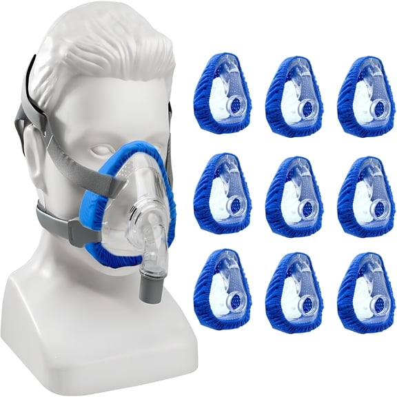 XIRQI 10 Pack Cpap Mask Liners for Full Face Mask Cushion,Cpap Mask Covers for Comfort Wear,Soft and Silky Cushion Liners for Cpap Masks Cover-Reduce Air Leaks Red Marks and Noisy,Blue