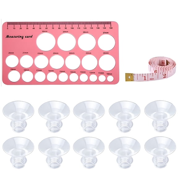 XIRQI 10 Pcs Breast Pump Flange Inserts Kit, 13-21mm Silicone Reducer for 24mm Wearable Pumps, Nipple Sizing Tool