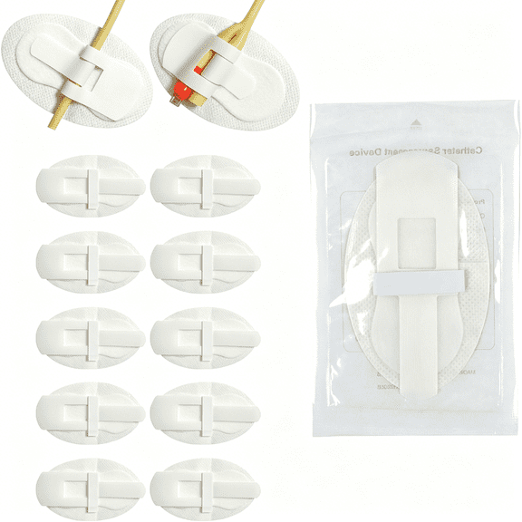 XIRQI 10 Pcs Catheter Stabilization Devices,Sterile Individually Packaged,Adhesive Catheter Supplies for Single/Double Tube Holder,Catheter Holder