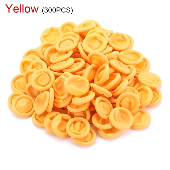 XIRQI 100/300PCS Non-slip Latex Nail Art Tool Finger Cots Fingertips Protector Gloves Finger Cover Rubber Gloves YELLOW 300PCS