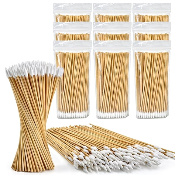 XIRQI 1000Pcs 6 Inch Pointed Cotton Swabs, Long Swab with Bamboo Sticks | Lint Free, Highly Absorbent Cotton Tip for Tight Space Cleaning, Versatile Qtip