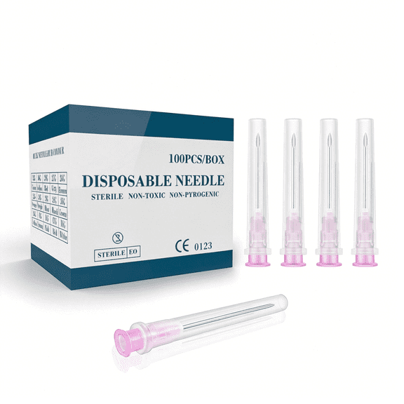 XIRQI 100Pcs 18Ga 1 Inch Needle Luer Lock Lab Accessories, Sterile Individual Package for Scientific Measuring, Refilling Inks