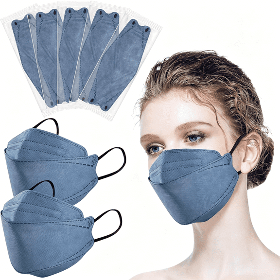XIRQI 100Pcs Kf94 Masks,Individually Wrapped 3D Fish Type Masks for Adult,4 Layer Protective Face Mask