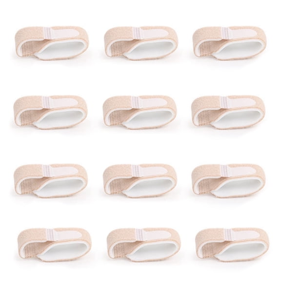 XIRQI 12 Pack Fabric Hammer Toe Corrector, Reusable Broken Toe Protectors Buddy Taped Wraps, Hammertoe Straightener, Toe Splint for Broken Toe, Crooked Toes, Bent Toes