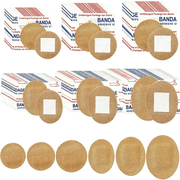 XIRQI 120Pcs Small Bandage Bulk Round Oval for Face Fabric Adhesive Breathable Flexible Bandages for Small Wound Protection Care