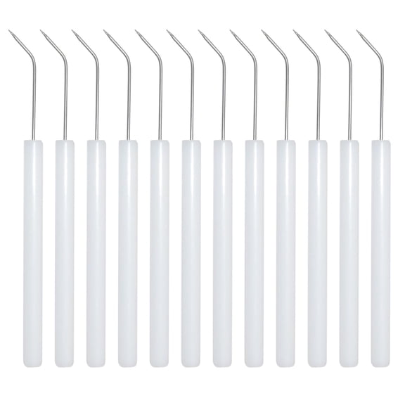 XIRQI 12PCS Plastic Handled Insect Dissection Needles Stainless Steel Needles with Curved Tips 3.9 Inches for Sampling Cutting and Puncturing Laboratory Dissection Instruments