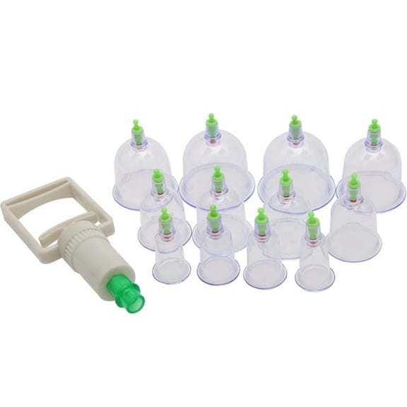 XIRQI 12Pcs Vacuum Cupping Cup Suction Therapy Device Body Massage Health Care, Manual Massage Cups for Relaxation, Muscle Comfort and Personal Wellness Care