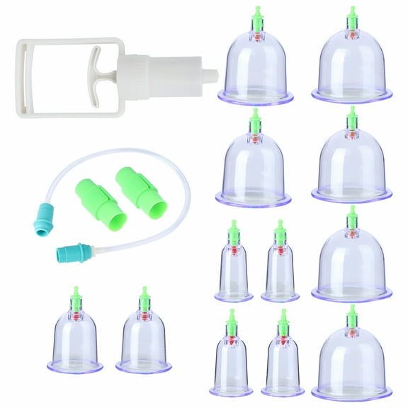 XIRQI 12pcs Chinese Cupping Therapy Set Traditional Biomagnetic Vacuum Cupping Therapy Cup Medical Healthy Body Suction Therapy Massage Set