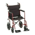thumbnail image 1 of XIRQI 19" Lightweight Transport Chair with 12" Rear Wheels & Hand Brakes, Red, 1 of 4