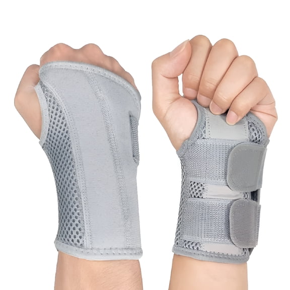 XIRQI 1Pc Right Hand Small/Medium-Grey Wrist Brace Carpal Tunnel Right Left Hand for Men Women, Night Wrist Sleep Supports Splints Arm Stabilizer with Compression Sleeve Adjustable Straps