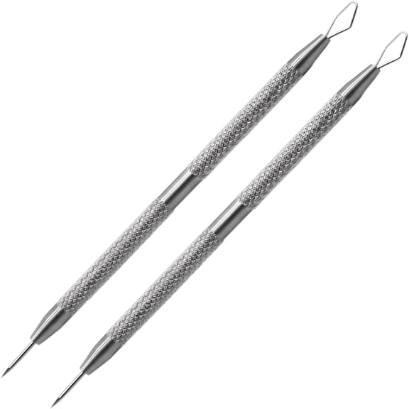 XIRQI 2-In-1 Facial Milia Removal and Whitehead Extractor Lancet Circle Loop Sharp Needle Pimple Popper Tool for Nose Face, Blemish Blackhead Extraction Pimple Acne (2Pcs)