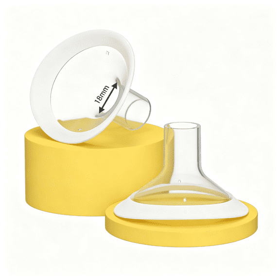 XIRQI 2 Pack 18Mm Oval Flanges with Soft Flexible Rim and 105 Wide Angle, Breast Pump Shields Flanges for Pump in Style, Symphony, Freestyle, Maxflow and Lansinoh Signature Pro