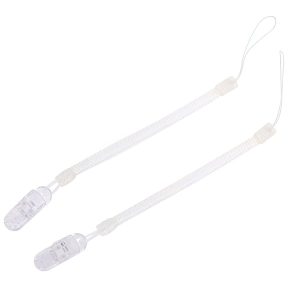 XIRQI 2 Pack Baby Pacifier Clip Holders, Silicone Teething Nipple Leash Strap, Universal Soother Attachment for Stroller