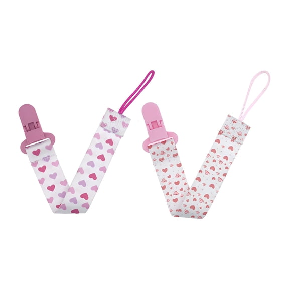 XIRQI 2 Pack Baby Pacifier Clips, 11 Inch Silicone Binky Holder Strap with Cartoon Design, Universal Toy and Teether Attachment for Infants and Toddlers