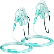 XIRQI 2 Pack Oxygen Mask for Face Adult with 6.6 Tube & Adjustable Elastic Strap - Size M - No Cup