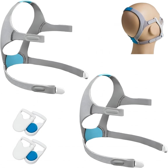 XIRQI 2-Pack Replacement Headgear Strap for Nasal Pillow Cpap Mask,Cpap Headgear Compatible,Adjustable Headband with Clips,Medium Size