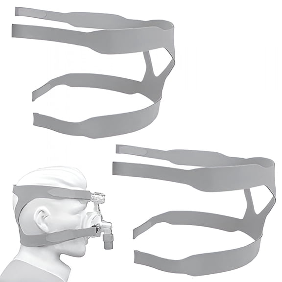 XIRQI 2 Packs Universal Headgear Strap Full Mask Replacement Cpap Ventilator Headgear(Without Mask)-Gray