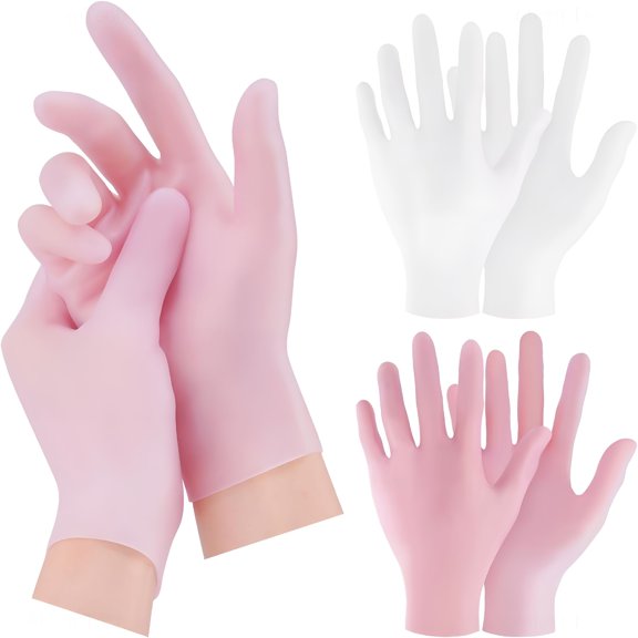 XIRQI 2 Pairs Silicone Moisturizing Gloves,Hydrating Spa Gloves for Dry Hands
