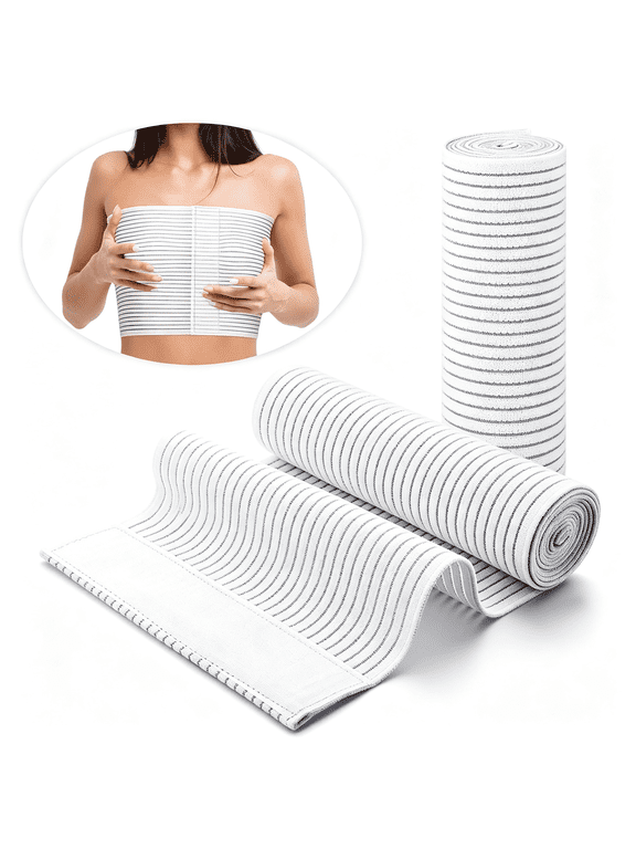 2 Pcs Chest Compression Wrap Breast Support Band Sports Support Strap Bandage Adjustable Chest Binder for Sports Running for Large Breasted Women Prevent Breast Bounce (White,Small)