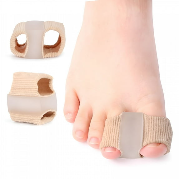 XIRQI 2 Pcs Gel Bunion Toe Separators for Bunion Correction with Fabric Lining,Big Toe Straightener Elasticity Hammer Bunion Toe Corrector Spacers for Feet Women Men,With 2 Loops (Large)