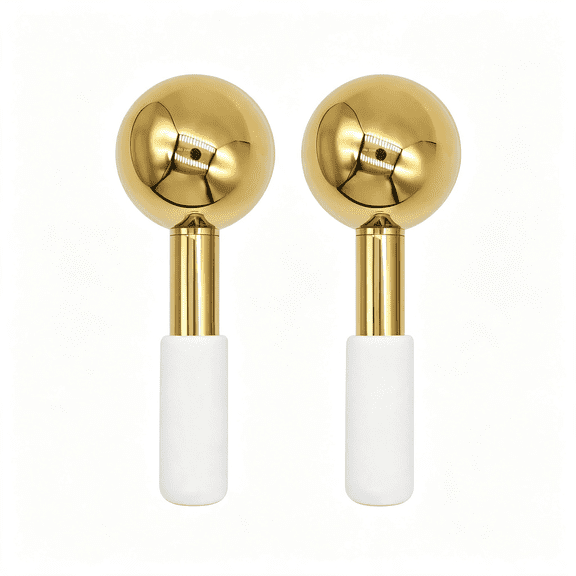 XIRQI 2 Pcs Ice Globes for Face, Stainless Steel Ice Globe Face Lifting Tool | Unbreakable Cooling Roller Women Ice Balls Cryo Sticks Facials Skin Care for Dark Circles, Puffiness, Easy Cleaning