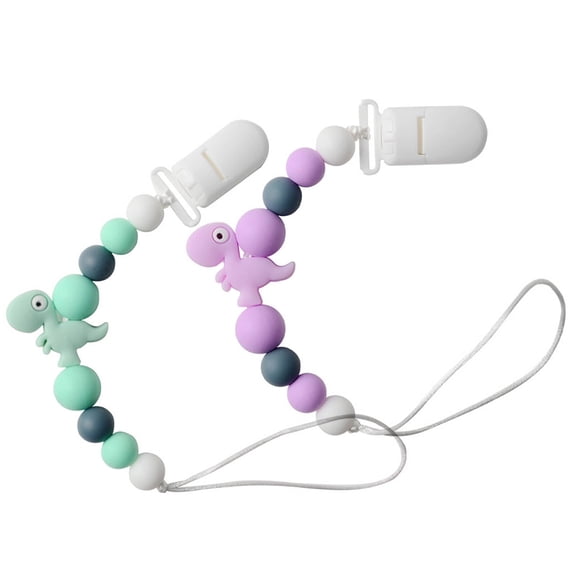 XIRQI 2 Pcs Pacifier Clip for Newborn Infant, Flexible Band Soother Holder Compatible with Mam, Trendy Purple Stroller Accessory for Travel and Bedtime