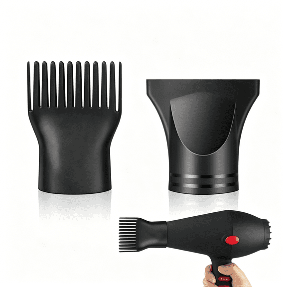 XIRQI 2 Pcs Universal Blow Dryer Comb Attachment Set Black Plastic Hair Concentrator Diffuser Nozzle Replacement Hair Dryer Attachments for Salon and Home Use