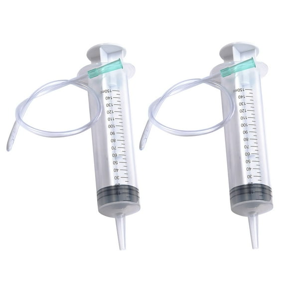 XIRQI 2 Sets 150ml Injection Syringe Anal Douche Medical Rubber Enema Bulbs Douches for Men and Women (White)