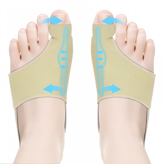 XIRQI 2 pcs Bunion Corrector for Women & Men,Big Toe Straightener,Big Toe Alignment Relief,Bunion pain relief,Comfortable & Breathable Day Night Support Beige M