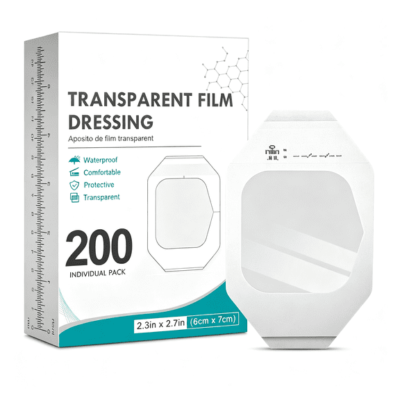 XIRQI 200packs Transparent Film Dressing 2.375" x 2.75"-Waterproof Bandages for Swimming,Showering,Wounds,Post Surgical Shower or IV Shield,Tattoo Aftercare Bandage,Scar Therapy,Adhesive Patches