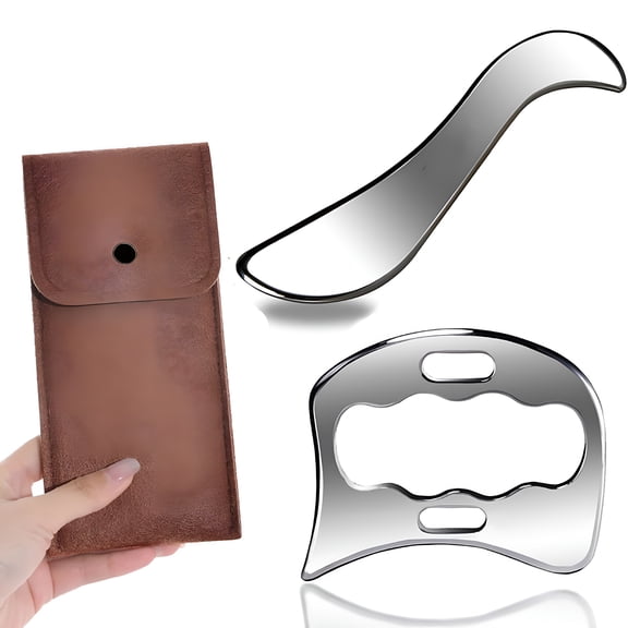 XIRQI 2026 New 2-In-1 Stainless Steel Gua Sha Muscle Scraper Tool, Myofascial Scraping Tools for Physical Therapy, Lymphatic Drainage Massager, Soft Tissue Massage Tool