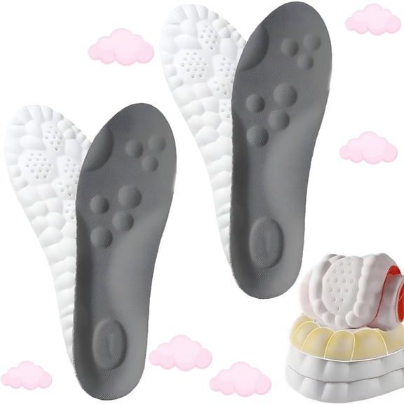 XIRQI 2026 New 2 Pairs Steppers Insoles for Men Women, Breathable Soft Memory Foam Orthopedic Massage Insoles for Walking, Running, Work, Hiking, Sports (Gray*2, Men 11.5-12.5 / Women 13-14)
