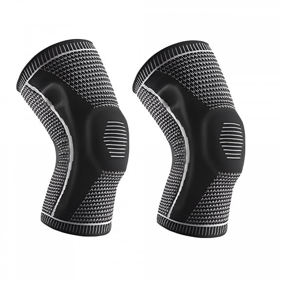 XIRQI 2026 New 2Pack Knee Patella Protector, Knee Braces Knee Compression Sleeves with Silicone Gel & Sp Support for Knee Pain Arthritis, Jogging, Sports, Meniscus Tear (Black-Large)