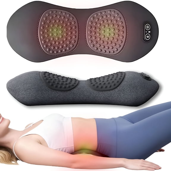XIRQI 2026 New 3-In-1 Electric Lumbar Support Pillow with Heat Vibration, Upgraded Back Massager for Lower Back Pain Relief, Rechargeable Traction for Sciatica and Spine Support