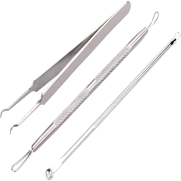 XIRQI 2026 New 3Pcs Stainless Facial Acne Spot Pimple Remover Extractor Tool Comedone for Face,Chin,Nose,Forehead,Cheek