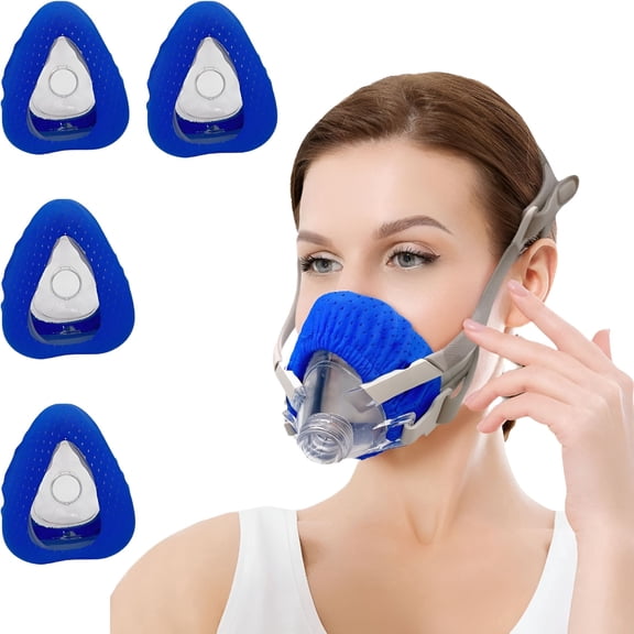 XIRQI 2026 New 4 Pack Cpap Mask Liners,Covers for Seal Mask Cushion Comfort Silky Cpap Mask Covers One Size Fit All Full Face Masks,Improve the Comfort of Wearing the Mask(Blue)