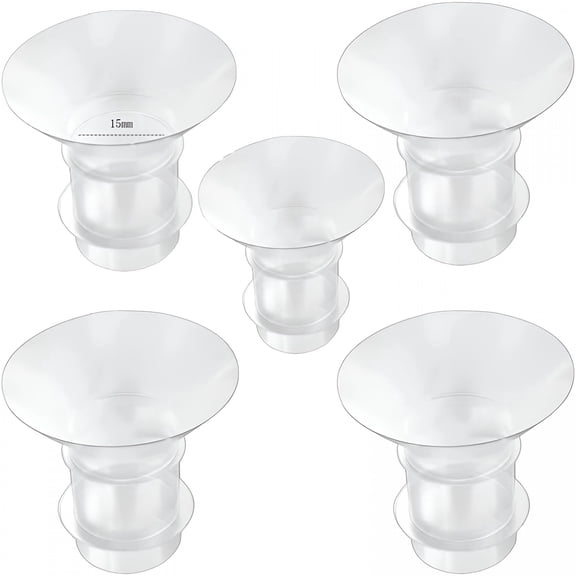 XIRQI 2026 New 5 Pcs Breast Pump Flange Inserts Sizing Kit Breast Pump Replacement Pump Parts Washable Silicone Inserts Reusable,Reduce 24Mm Nipple Tunnel Down to 13 Mm(15Mm)