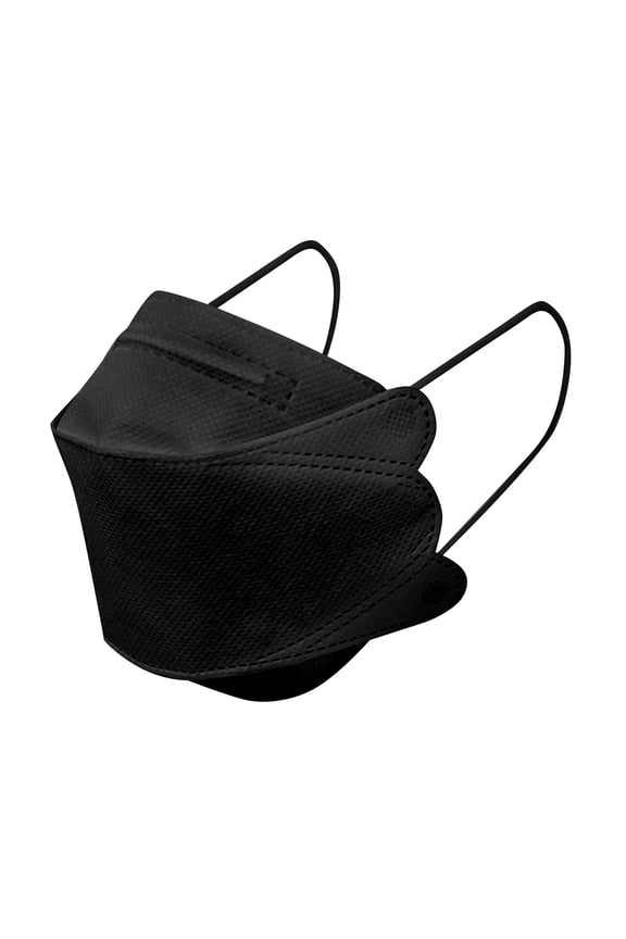 2026 New 50 Packs Adults Disposable Kf94 Face Masks,4-Ply 3D Fish Type Protective Masks with Adjustable Nose-Clip & Elastic Ear Loops (Black) for Daily Use,Travel,Commute,Work,Public Places