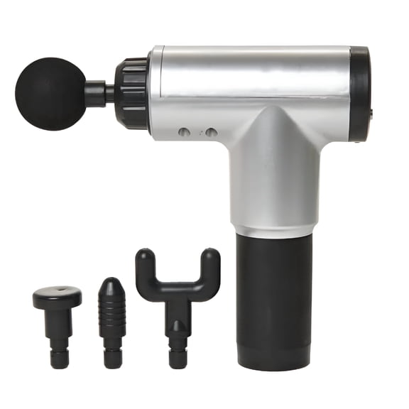 XIRQI 2026 New 6-Speed Deep Tissue Massage Gun| Silver Handheld Percussion Massage with 4 Heads,Led Display,Rechargeable Battery Travel Massage Gun