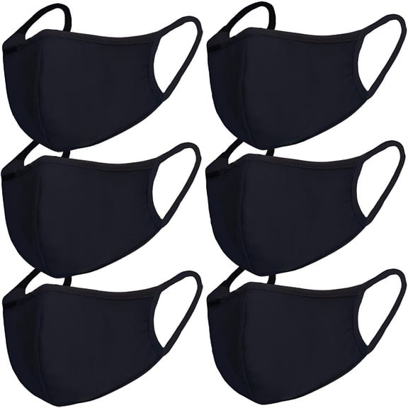 XIRQI 2026 New 6Pcs/Pack Black Mask Windproof Dustproof Masks Breathable Reusable Washed for Outdoor Sport Half Face Earloop Cotton Masks