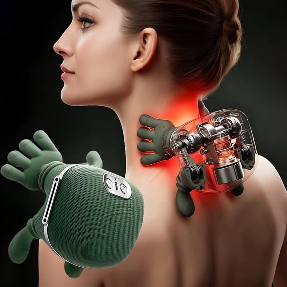XIRQI 2026 New Bionic Heated Massager,Portable Shiatsu Neck and Back Massager,Electric Deep Tissue 4D Kneading Massage,Simulated Human Hand Design for Pain Relief and Muscle Relax (Green Style B)