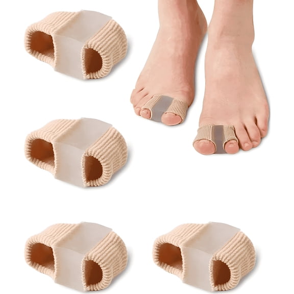 XIRQI 2026 New Bunion Toe Separators for Overlapping Toes Women Men, Gel Toe Spacers with 2 Loops for Feet, Toe Straightener(2 Large, 2 Small)