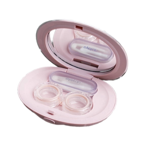 XIRQI 2026 New Contact Lens Case,Compact Box Eyeglass Case,Stylish Case Lens Care Contact Lens Storage Supplies,Pink Button