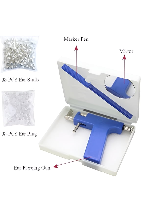 2026 New Ear Piercing Kit,Professional Ear Body Pierce Piercing Gun Reusable Tools Beauty Kit Set Painless Hole Piercing Machine with 98Pcs Stainless Steel Ears Studs for Ear Nose Navel (Black)