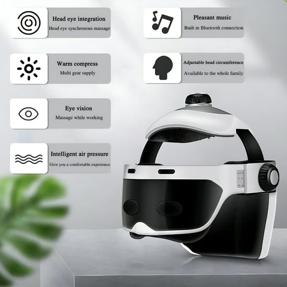 XIRQI 2026 New Electric Head Massager, Eye & Neck Massage Helmet with Heat, Kneading, Air Compression, Scratcher Suitable for Headache, Stress Relief, Deep Sleeping